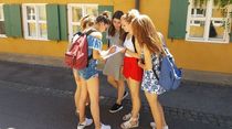 Teen cheerleader having